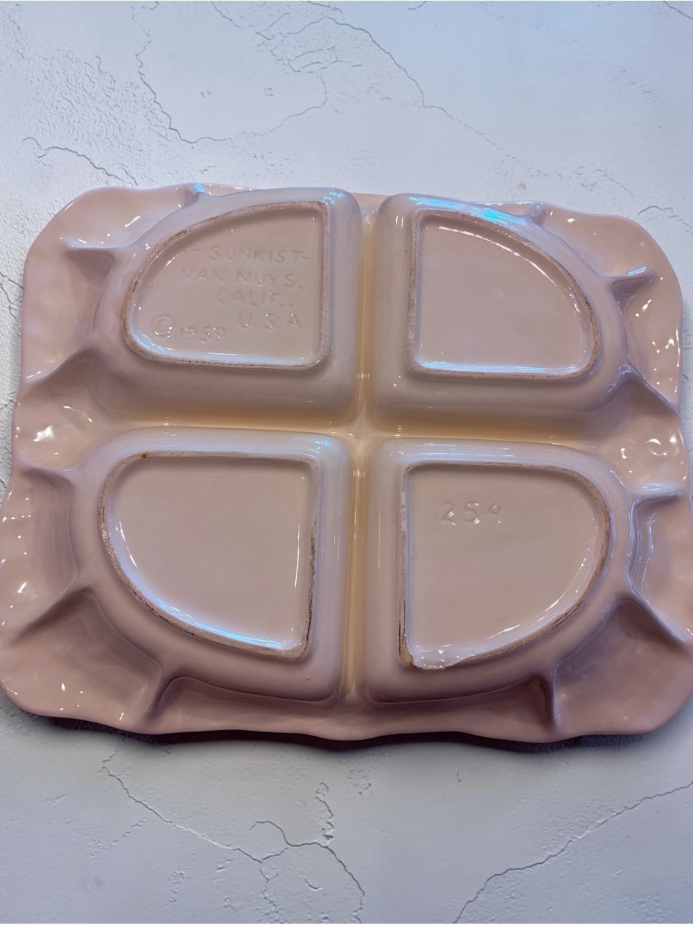 Vintage Mid-Century Sunkist Pottery Divided Serving Platter - Oak Leaf & Acorn - Picture 3 of 4